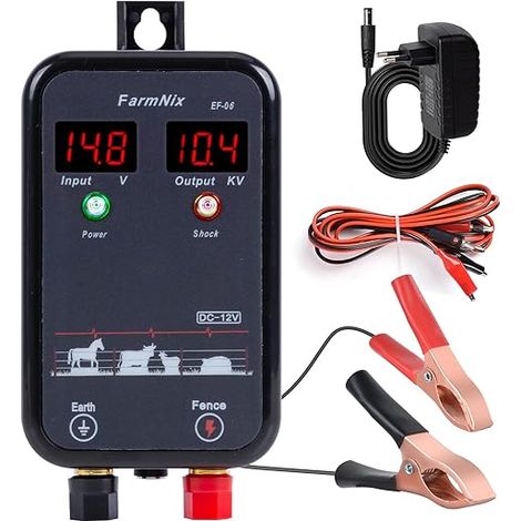 Clôture électrique, Clôture électrique pour bétail, Électrificateur de clôture électrique, 12V 1.0J Protection pour la protection des animaux de ferme, de la volaille, des pâ