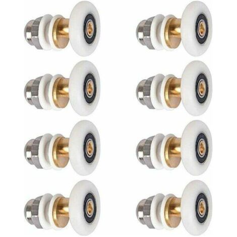 Roulettes pour portes de douche : Ensemble de 8 roulettes de rechange de 25 mm pour portes de douche coulissantes.