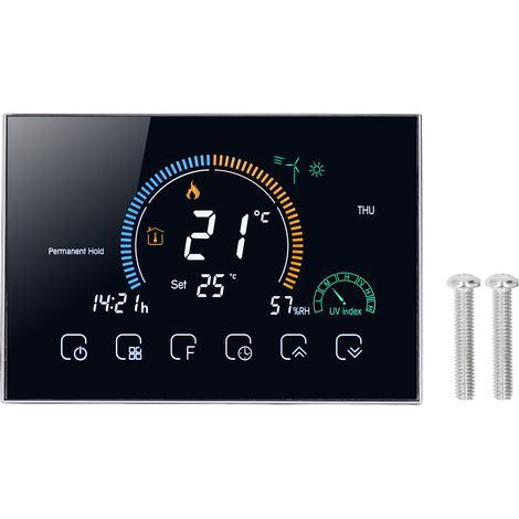Thermostat numérique WiFi 4,8 pouces écran tactile couleur programmable maison 16A AC 95-240V 50-60Hz 24V DC noir (1/5)