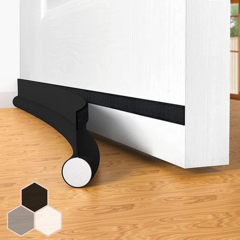 1PC Joint de porte coupe-vent auto-adhésif pour portes, 94 cm sous porte coupe-vent isolable balai de porte protection contre les intempéries, insonorisé, noir (1/4)