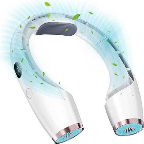 Ventilador portátil de cuello，refrigeración de 720°，6000 mAh，18U，indicador LED de batería，3 velocidades，ventilador personal recargable (1/2)
