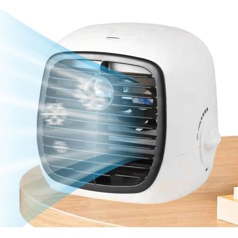Dispositivo di raffreddamento dell'aria, umidificatore, design 3 in 1 : si raffredda, umidifica e crea un debole. Silenzioso, funziona su un USB per risparmiare energia. Portatile e ideale per l'uffic (1/5)