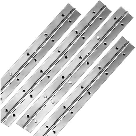 Bisagras continuas y de piano de 30 cm, 4 piezas de acero inoxidable con orificios, bisagras de piano de alta resistencia de acero inoxidable pulido para organizadores de casilleros de barco, 0,07 cm (1/5)