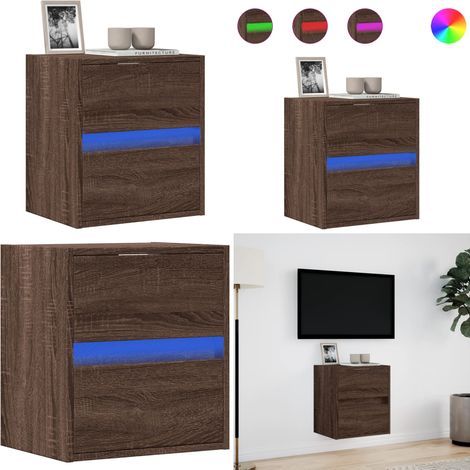 Mobile TV a Parete con Luci LED Rovere Marrone 41x31x45 cm - Armadio TV - Armadio con luci LED