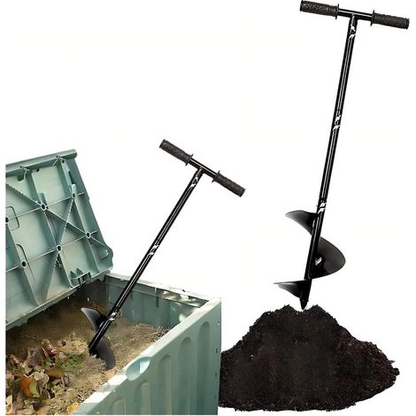 Outil de tournage de compost - Barre tournante de compost - 84,8 cm - Aérateur de compost manuel Noir (1/5)