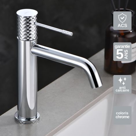 Robinet Mitigeur Lavabo Salle de Bain chromé – Bec Haut Anti-Calcaire – Design moderne - GENOVA IMEX (1/5)