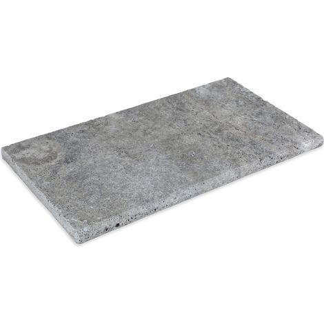 Dessus de marche Travertin Gris Silver 61x33x3 cm Bord 1/2 Rond (à l'unité) - RO'MA NATURE