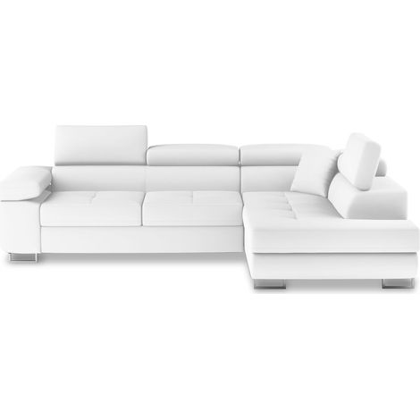 Canapé d'angle droit convertible Marius Blanc