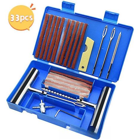 33-teiliges Set, Reifenreparaturset, Auto-Pannenreparaturset, Pannenreparaturwerkzeug, geeignet für Auto- und Motorradreifen