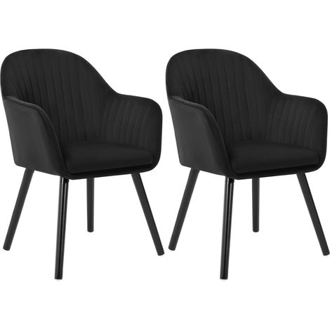 WOLTU 2x Sillas de Comedor Nordicas Estilo Sillón de Sala de Espera con Respaldo Negro