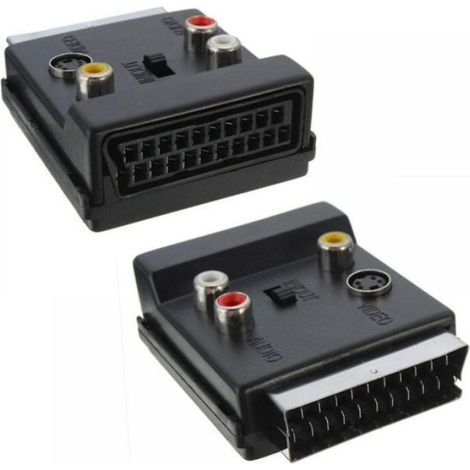 Câble Péritel 21 broches vers 3 RCA + S-Vidéo avec commutateur Entrée/Sortie (1/5)