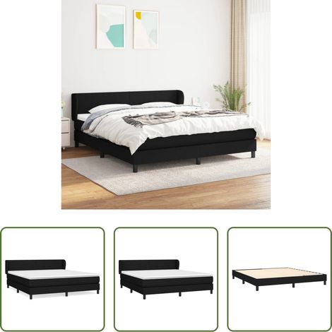 vidaXL Kopfteil - Boxspringbett mit Matratze Schwarz 160x200 cm Stoff (1/5)
