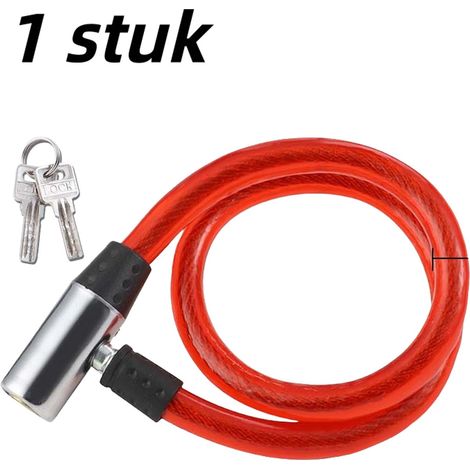 Antivol de vélo monobloc - antivol - cadenas portable en fil d'acier - chaînette de porte - accessoire pour vélo - rouge (1/5)