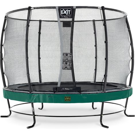 EXIT Elegant Premium Trampoline 10ft with Deluxe Safety Net – Green
