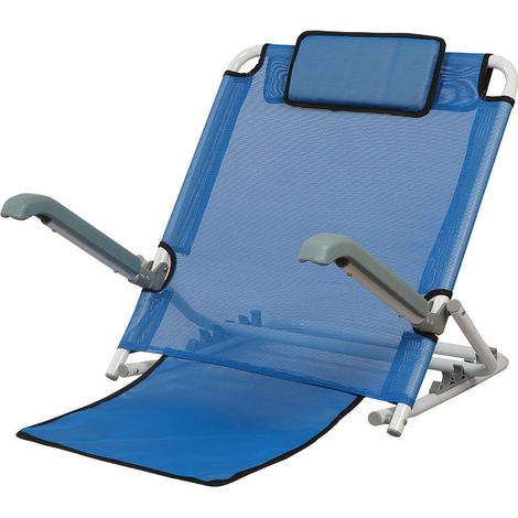 Appui-dos pliable réglable avec coussin de tête pour plage extérieur bleu (1/5)