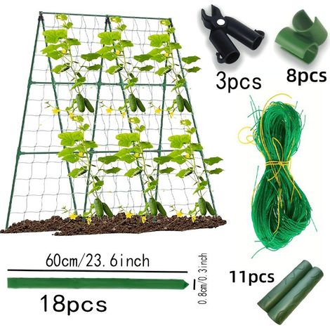 Treillis pour plantes grimpantes en métal, kit 41 pièces avec filet et clips, support stable pour concombres, haricots et tomates au jardin (1/5)