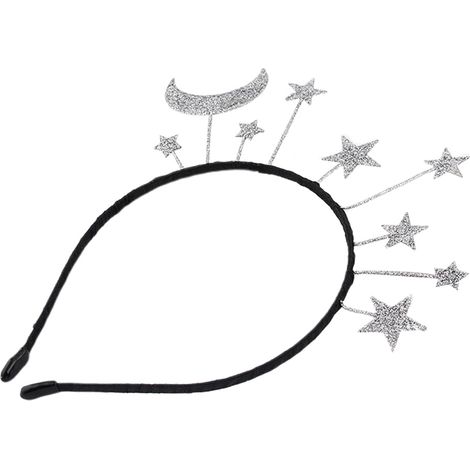 Couronne de princesse pour fête d'Halloween, bandeau pailleté, breloques lune et étoile.