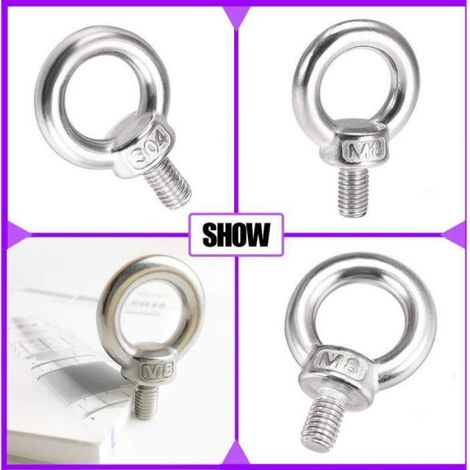 Accessoire de levage,Lot de 10 Boulons à œil M8 en acier inoxydable 304 - Anneau de Levage (1/4)