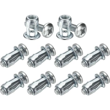 10-Pack M8 x 21 Cheville À Expansion Pour Porte Creuse, Écrou À Expansion À Pétales Pour Mur Creux/Plaque En Aluminium/Tuyau En Acier/Tôle En Fer/Panneau En Plastique[Silver Tone] (1/5)