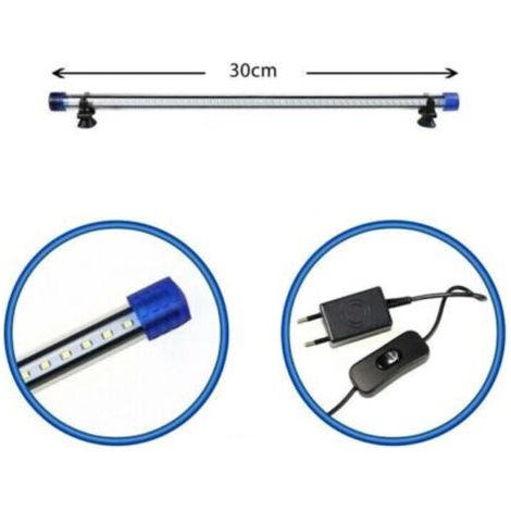 LAMPE D'AQUARIUM BARRE LED ÉTANCHE IMMERSION LUMIÈRE BLANCHE 30CM (1/2)