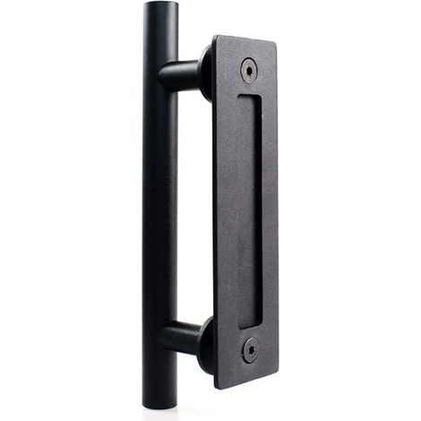 Poignée De Porte Coulissante En Acier Inoxydable, Poignée De Porte De Grange Coulissante - Poignée Ronde Simple - Noir (1/6)