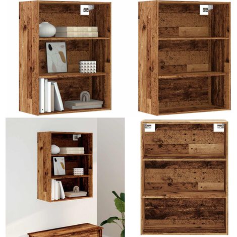 vidaXL Armoire murale suspendue vieux bois 69,5x32,5x90 cm