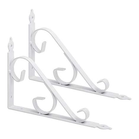 Set mit 2 schwarzen Eckregalhalterungen aus Metall, 250 x 164 mm, Weiß (1/5)