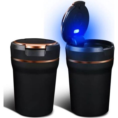 Posacenere in ceramica per interni auto, con luce e coperchio. Multifunzionale e universale per interni di veicoli. (1/4)