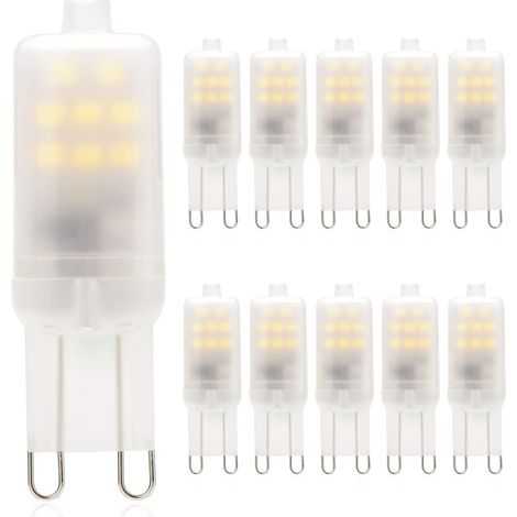Ampoules LED G9 2W Équivalent à 15W 20W Halogène Lumière, Blanc Froid 6000K AC220-240V, Lampe à Led à Douille G9, non dimmable, Sans Scintillement, Lot de 10 (1/5)