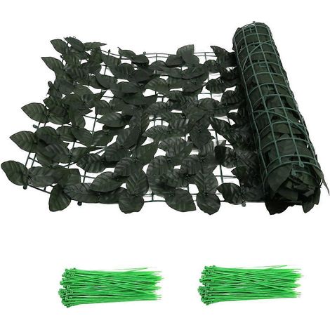 Clôture Décorative en Simili Bois, Panneau de Jardin pour Balcon, Haie Artificielle Extérieure, 3 Pièces, Vert, 90x30cm (1/5)