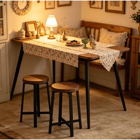 Set di 2 sgabelli da cucina vintage 29,5 x 29,5 x 46 cm in legno ingegnerizzato e metallo (1/5)