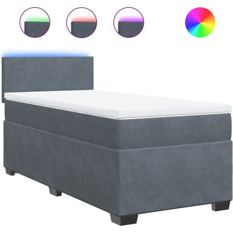 Maison Exclusive - Sommier à lattes de lit et matelas Gris foncé 90x200 cm Velours (1/5)