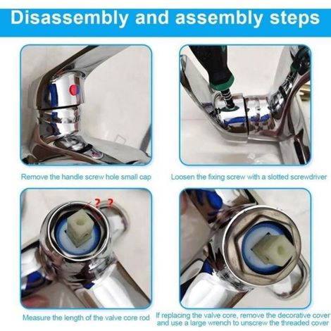 Poignée Remplacement avec Vis Froide Chaude de Robinets Cuisine Salle de Bain/Convient pour noyau de valve35 mm,9 × 9 mm (1/4)