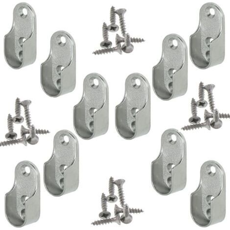 Rail Suspension Meuble Ovale OVA 10 Pièces - Support de tube d'armoire penderie pour barre ovale Acier Nickelé Tringle Cintre (1/4)
