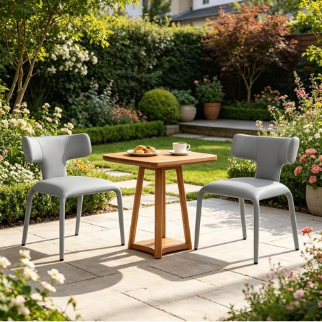 Sillas de comedor grises de polipiel y metal, respaldo curvado, lote de 2 OKMYHOME (1/5)
