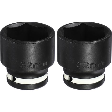 2Pcs Douille À Choc 1/2" Entraînement 32mm 1.7" Long Blanc Noir (1/5)