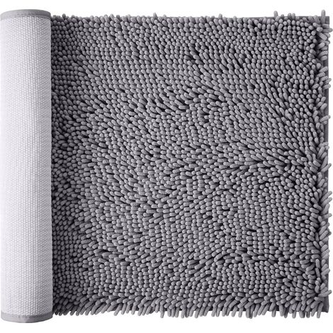 Tapis de bain gris, antidérapant et doux, ultra-absorbant, lavable en machine, 43 x 61 cm, gris (1/5)