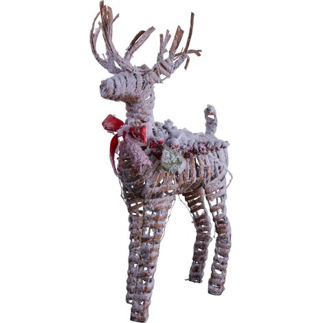 Renne de Noël Lumineux LED Plastique Résistant aux Intempéries Naturel 30 LED Blanc Chaud - PANGIVO (1/5)