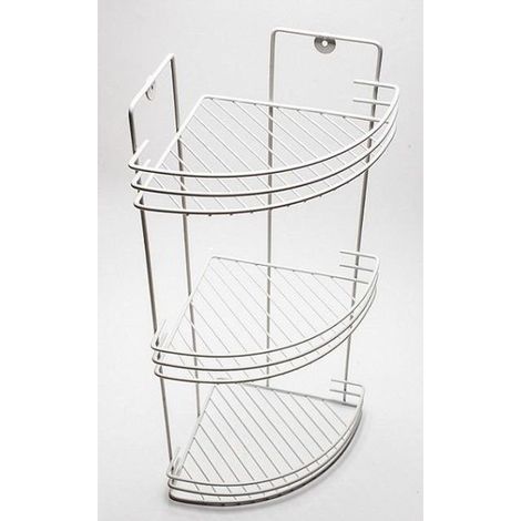 TrAdE Shop Traesio - Mensola Da Bagno Angolare A 3 Livelli Ripiani Metallo Bianca 59x22x22cm -