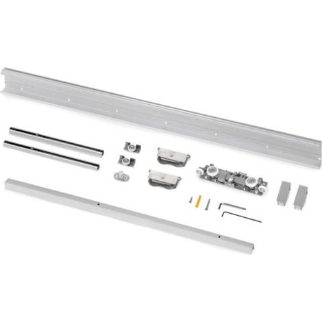 Emuca – Système rail porte coulissante 6119420 – Acier et aluminium – Capacité de charge 80 kg – Installation murale facile – Système anti-déraillement (1/7)