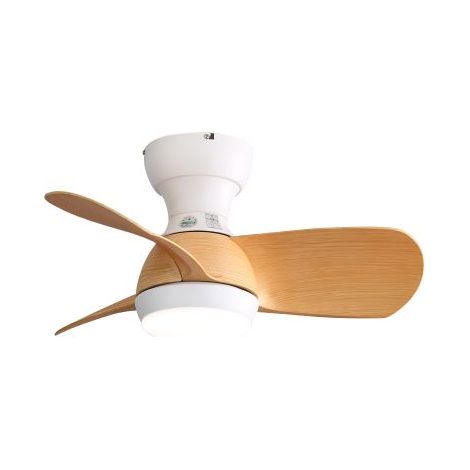 Mini ventilateur de plafond à DEL de 23 pouces avec variateur 3 couleurs, 3 pales en ABS, télécommande, couleur bois (1/5)