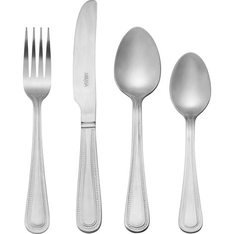 Mikasa Portobello - de set de couverts de acier inoxydable de 16 pièces, set de couverts argentés pour 4 personnes, comprenant 4 couteaux, 4 fourchettes, 4 cuillères de cuillères à dessert et 4 cuillè