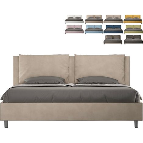 Lit double avec rangement Design moderne Antea 200x200 Couleur: Taupe - Version: Modèle standard (1/5)
