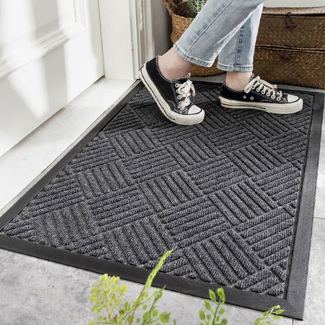 Front door mat for exterior entrance, heavy duty natural rubber mat, indoor and outdoor door mat 4575m (1/4)