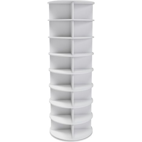 Meuble à chaussures tournant 8 étagères en PVC blanc 60x60x184 cm, rangement pour 32 paires (1/5)