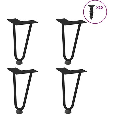 Haarnadelbeine für Couchtisch 4 Stk. Schwarz 20 cm Massivstahl