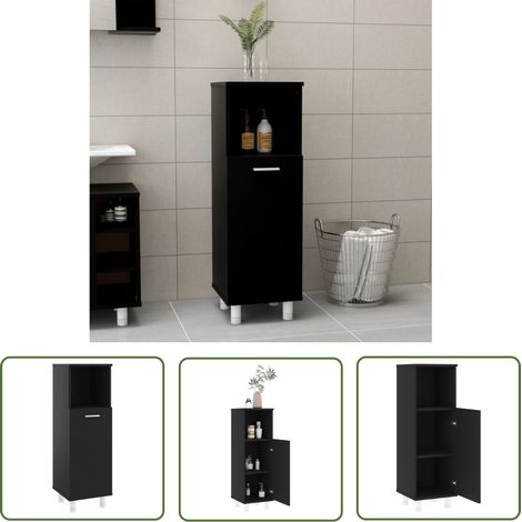 INLIFE Armoire de salle de bain Noir 30x30x95 cm Aggloméré (1/5)
