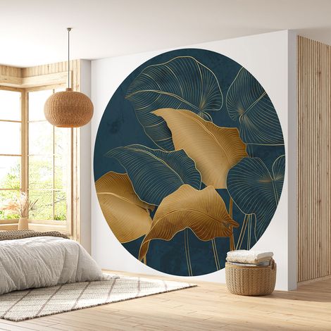 Papier peint rond / cercle - Motif botanique - Diamètre 50 cm (1/4)