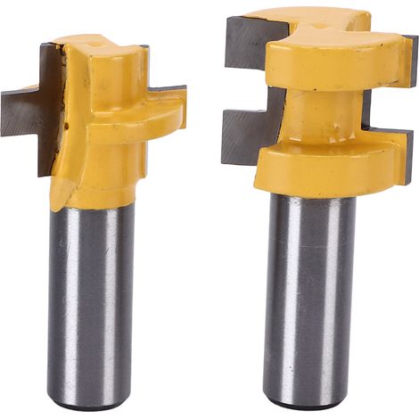 2 Pièces Fraise Rainure Langue T Slot Outil de Coupe pour Travail du Bois, Manche 1/2 Pouce (1/5)