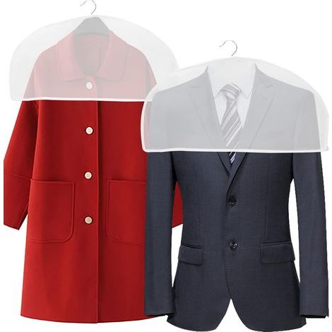 6PACK, housses d'épaule de vêtement PEVA pour vêtements, housse de protection transparente, housses anti-poussière pour costume, manteaux, vestes, rangement pour placard (1/5)